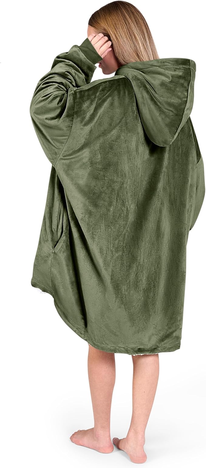 Bare Home Wearable Blanket Hoodie - Soft Plush Sherpa - Warm and Cozy - Oversized Wearable Blanket - Adult & Kid Sizes