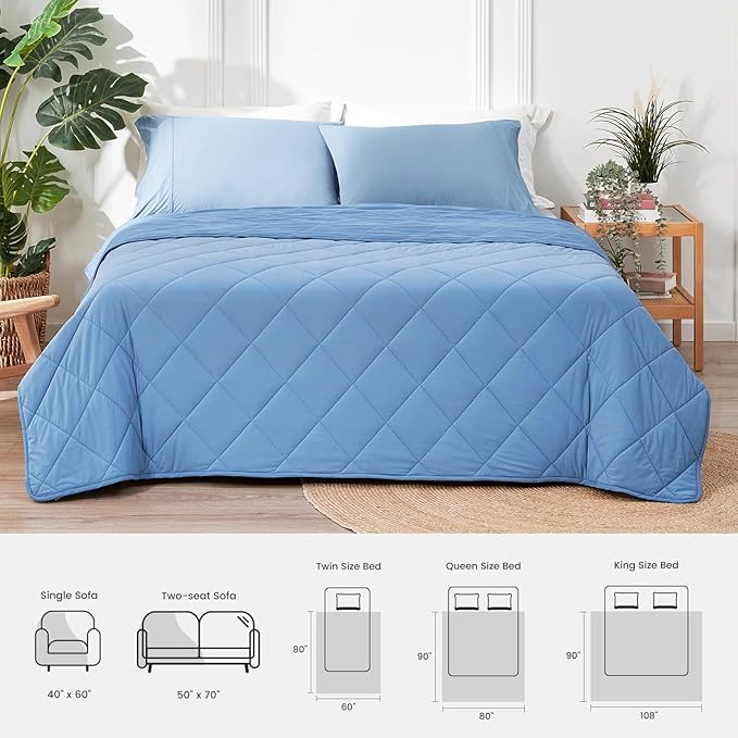 Cozy Bliss Cooling Blanket for Hot Sleepers Queen Size, Q-Max 0.45 Cooling Comfort, Cold Blankets for Night Sweats Sleeping, Ultra-Cool Lightweight Breathable Summer Blanket for Bed, Deep Blue