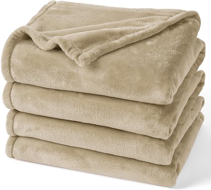 PHF Ultra Soft Fleece Blanket King Size, No Shed No Pilling Luxury Plush Cozy 300GSM Lightweight Blanket for Bed, Couch, Chair, Sofa, Perfect Decorations Gifts, 108" x 90", Khaki