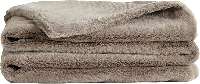 UnHide Lil’ Marsh Faux Fur Blanket - Lightweight, Soft Throw Blanket - Machine Washable - Ideal for Bed, Couch, or Reading Chair- Small (50" x 60") Taupe Ducky