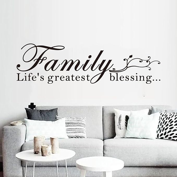Inspirational Family Wall Stickers for Bedroom: Home Quotes Motivational Vinyl Art Wall Decals for Living Room Kitchen Apartment Bathroom - Family Life's Greatest Blessing 25" X 7"