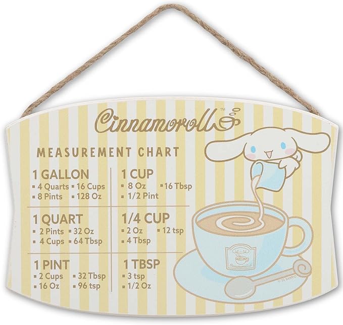 Cinnamoroll Hanging Wood Measurement Sign - Fun Cinnamoroll Kitchen Conversion Chart for Home