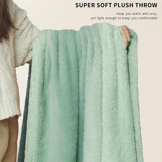 Plush Fleece Throw Blanket for Couch and Bed, Fluffy Fuzzy Cozy Soft Blankets All Season Use (50x60 Inches,Aqua)