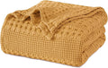 PHF 100% Cotton Waffle Weave Blanket Twin Size for Bed, Soft Lightweight & Breathable for Spring and Summer, All-Season Comfort, Luxury Aesthetic Blanket for Home Decor, 66"x90", Pumpkin Orange