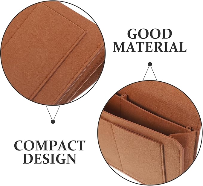 Bedside Storage Bag Portable Felt Organizer with Pockets for Phone Chargers and Books for Couch Sofa or Dorm Room Compact and Multi-functional Home Decor Brown