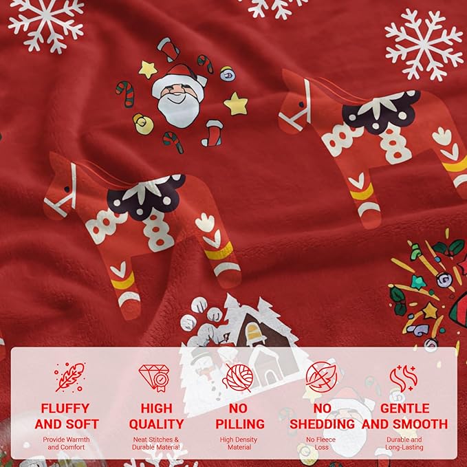 Cute Christmas Blankets and Throws for Adults/Women/Boys/Kids, Holiday Fleece Throw Blanket for Couch/Sofa, Holiday Decor, Christmas Decorations/Gifts 50"x 60"