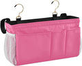 Neon Rose Red Bedside Caddy Storage Bag Bedside Organizer for Dorm Room Top Bunk Bed Hanging Bag Bedside Shelf 6 Pockets with Hooks for Magazine Water Bottle Holder