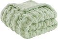Madison Park Ruched Luxury Throw Premium Soft Cozy Brushed Long Faux Fur for Bed, Couch or Sofa, 50"x60", Sage Green