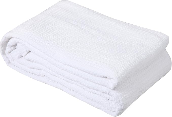 DOLLCENT 100% Cotton California King Size Blanket for Bed, Premium Combed Lightweight Blankets, Washed Breathable Cozy Throw Blanket, White Cal King Cotton Blankets for All Season: White (102"x108")