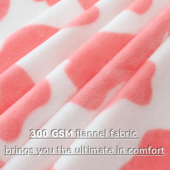 Pink Fleece Blanket for Women Girls Valentines, Cute Soft Strawberry Throw for Bedroom Decor All-Season, Warm Fuzzy Pink Gifts for Women Girls 50"x60"