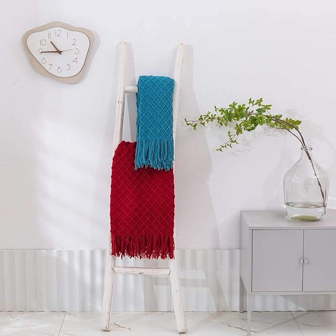 Throw Blanket for Couch,Soft Cozy Knit Blanket,Lightweight Decorative Throw for Sofa Chair Bed Travel and Living Room-All Seasons Suitable for Women,Men and Kids (Red, 50"x60")
