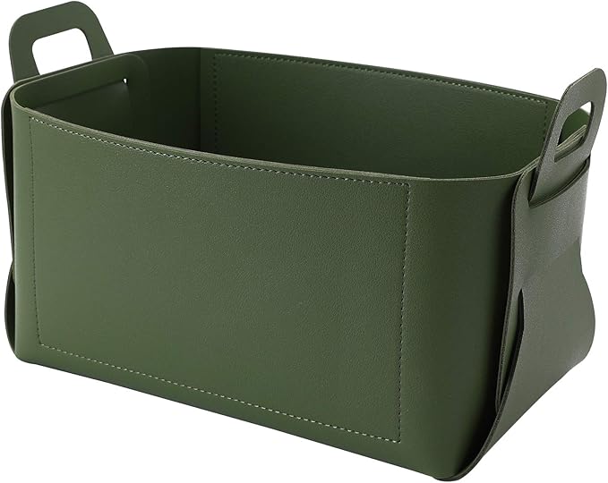 Leather Valet Tray, Jewelry & Catchall Tray, Desktop Storage Organizer, Bedside Caddy for Men - Key Wallet Watch Coin Phone Change, Candy Holder - Convenient for Travel (06 Green 1)