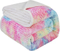 LBRO2M Striped Sherpa Fleece Bed Blanket Queen Size, Super Soft Fuzzy Plush Warm Cozy Fluffy Microfiber Couch Throw Velvet Double Reversible Luxurious Blankets (90x90),Rainbow