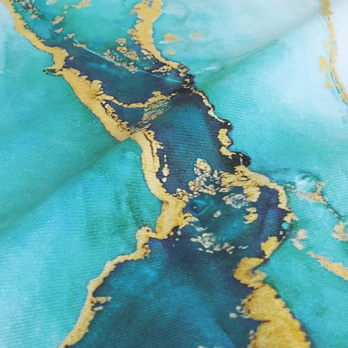 Bonhause Turquoise Marble Throw Pillow Covers 20x20 Inch Set of 4 Two-Sided Teal Gold Abstract Art Modern Decorative Pillows Case Soft Velvet Outdoor Cushion Covers for Couch Sofa Bed Home Decor