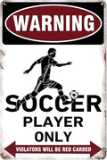 Boys & Girls Soccer Room Decor, Soccer Gifts, Men Bedroom Wall Soccer Sign, Metal Soccer Player Only Signs