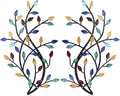 Meltset Metal Tree Leaf Wall Decor, Vine Olive Leaf Branch Wall Art, Wrought Iron Scroll Artwork, Decorative Wall Sculptures Above The Bed, Living Room, Hallway, Indoor and Outdoor（S/Blue）