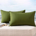 MIULEE Pack of 2 Decorative Outdoor Waterproof Pillow Covers Rectangular Garden Cushion Sham Throw Pillowcase Summer Shell for Spring Patio Tent Couch 12x20 Inch Olive Green