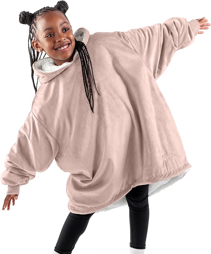 Bare Home Wearable Blanket Hoodie - Soft Plush Sherpa - Warm and Cozy - Oversized Wearable Blanket - Adult & Kid Sizes