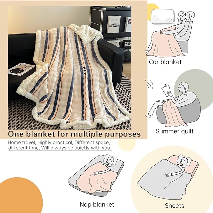 Queen Size Blanket for Bed - Fleece Bed Throw Blankets Queen Size 90"×90",Soft Plush Thick Warm Fluffy Reversible Flannel Blanket for Sofa Couch Bed for Winter All Seasons