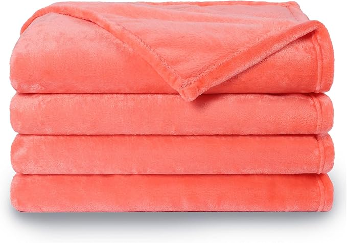 NANPIPER Fleece Blankets, Super Soft Flannel Queen Size Blanket for Bed, Luxury Cozy Microfiber Plush Fuzzy Blanket,Living Coral