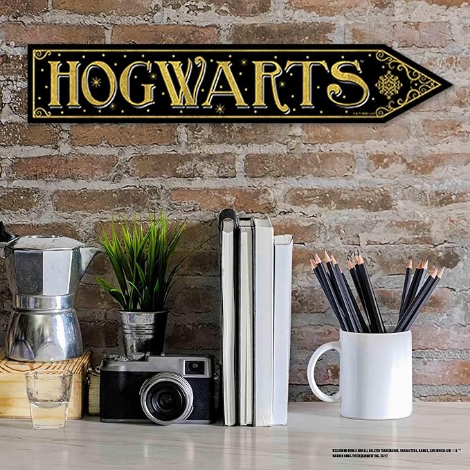 Harry Potter Hogwarts Arrow Wood Wall Decor - Fun Hogwarts Sign for Kids' Bedroom, Playroom or Movie Room