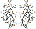 Meltset Metal Tree Leaf Wall Decor, Vine Olive Leaf Branch Wall Art, Wrought Iron Scroll Artwork, Decorative Wall Sculptures Above The Bed, Living Room, Hallway, Indoor and Outdoor（S/Farmhouse）