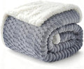 Sherpa Throw Blanket for Couch Flannel Cozy Soft Thick Blanket Warm Twin Blanket for Bed Fleece Home Decor Gifts, Z01 - Grey Blue, 60"*80"
