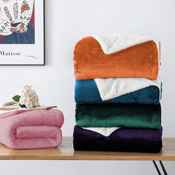 MOONLIGHT20015 Baby Pink Sherpa Blankets Queen Size for Bed - Wholesale Bulk Pack of 9 Sherpa Blankets - Soft Fluffy Throw Blanket for Hotels, Guest Bedroom, 90x90 Inches
