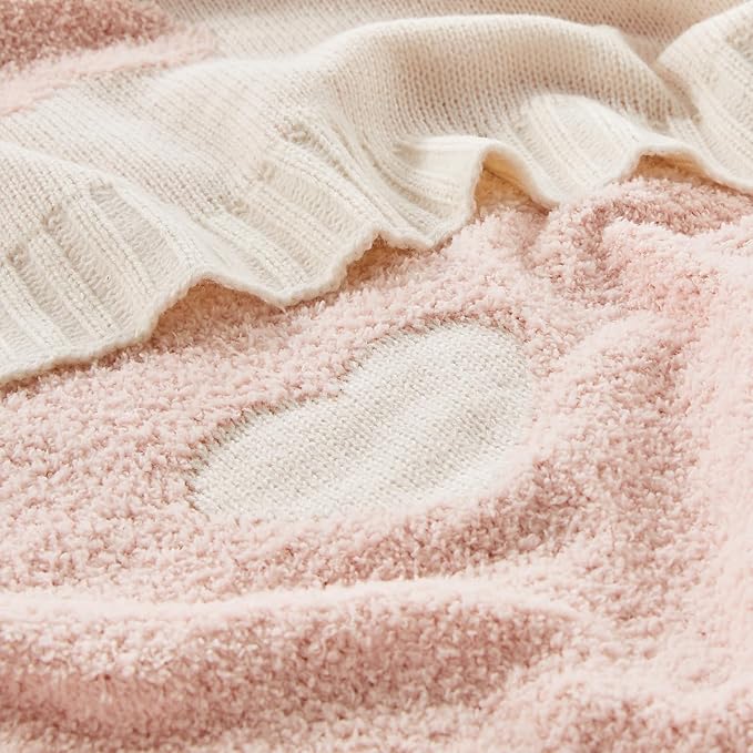 CozeCube Valentine's Day Love Heart Throw Blanket, Super Soft Romantic Fullfy Microfiber, Reversible Featival Blankets for Couch Bed Sofa, Warm Knit Christmas Decorative Gift Blankets, Pink 60"X80"