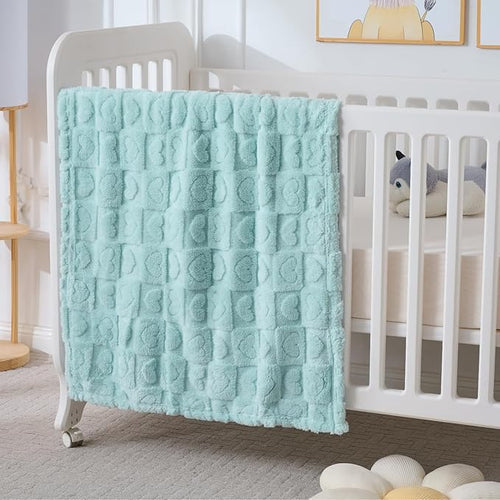 4 Pcs Baby Blankets for Boys Soft Toddler Small Blanket for Daycare, Fleece Kid Mini Blanket for Crib Baby Shower, 30 X 40, Blue Green White Grey