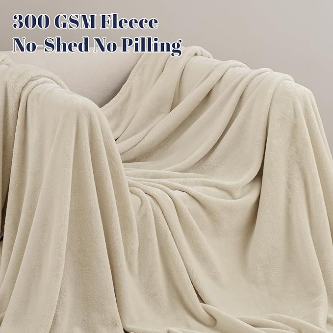 PHF Ultra Soft Fleece Blanket Twin Size, No Shed No Pilling Luxury Plush Cozy 300GSM Lightweight Blanket for Bed, Couch, Chair, Sofa, Perfect Decorations Gifts, 66" x 90", Oak