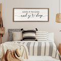 Give It To God And Go To Sleep Sign Wall Decor 40"X15" Master Bedroom Above Bed Large Farmhouse Wall Decor Wood Rustic Framed Over Bed Wall Art Hanging Decoration (Wood White)