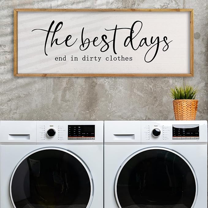 comurdyo Humorous Laundry Room Sign Wall Decor Inspirational Quote 32×12 Inch Motivational Quote for Washroom Rustic Farmhouse Large Funny Wall Hanging Art (Wood)