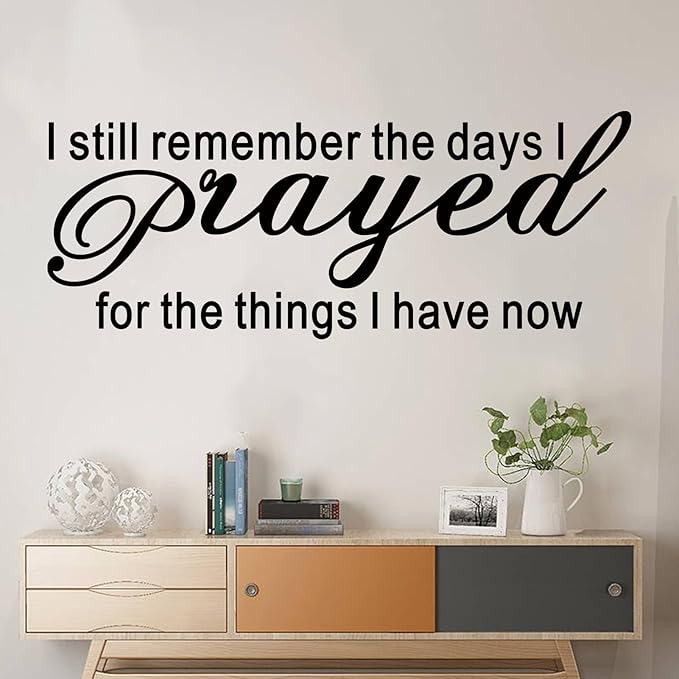 SEATUNE Bible Verse Quotes Wall Stickers: Prayer Wall Decals - Inspirational Faith Bedroom Living Room Vinyl Art Home Decor - I Still Remember The Days I Prayed for The Things I Have Now 41"X16"