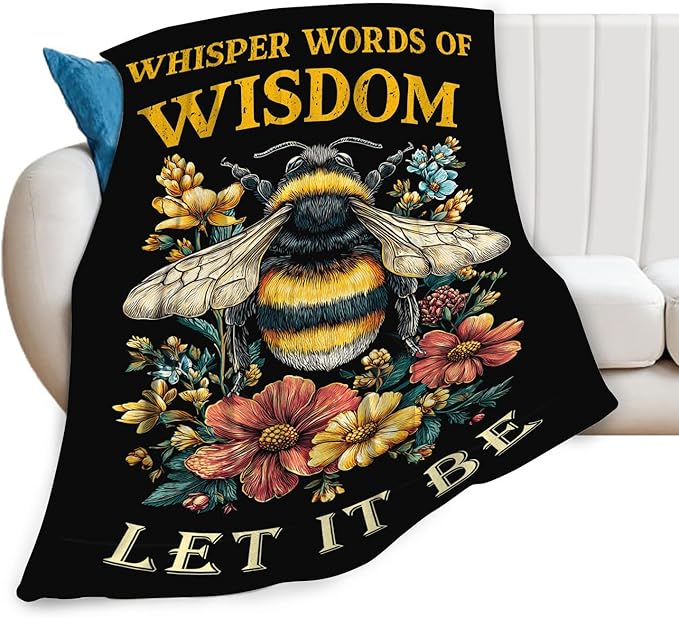 Bee Blanket for Girls Women Boys Men Adults Kids Soft Cozy Fleece Bee Floral Insect Throw Blankets Gifts Warm Flannel Plush Lightweight Decor for Couch Bed Sofa 80"X60"