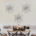 ZEXUIRU 3 Pack Black Sunburst Wall Decor – Metal Crystal Wall Art with Sparkling Rhinestones, 14’’/18 Inch Starburst Wall Hanging Set for Living Room Bedroom Bathroom – Modern Bling Home Decorations