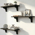 Real Wood Black Shelves for Wall - 17 inch (3 Pack) - Easy to Install, Template and Video Included - Black Wall Shelf, Mounted Wall Shelves, Bedroom Shelves