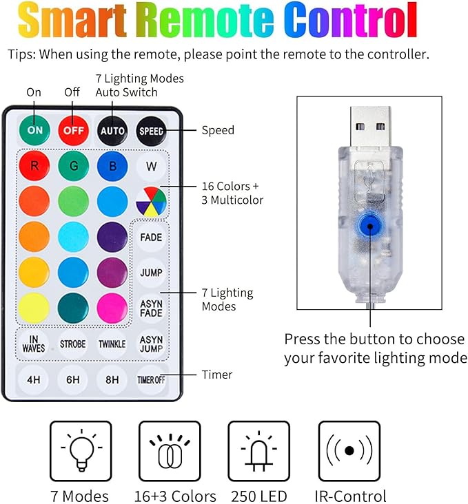 16 Colors Changing Curtain Lights - 250 LED 9.8 X 8.8 FT Fairy String, 7 Modes Twinkle with Remote, Backdrop Wall Hanging Dripping for Bedroom Backyard Halloween Christmas Decor