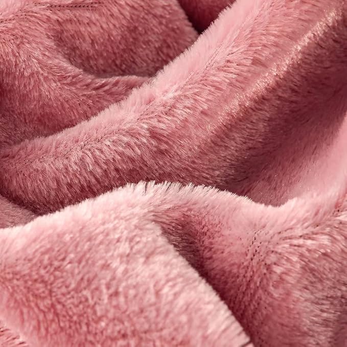 YUSOKI Pink King Faux Fur Blanket,2 Layers,90"x104",Without Pillows Big Soft Plush Fuzzy Large Warm Fluffy Blanket for Bed