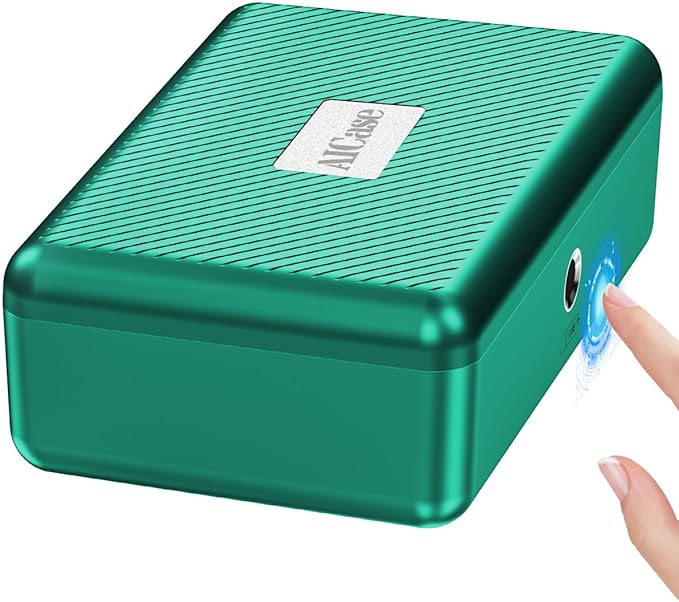 AICase Biometric Fingerprint Storage Box, Portable Security Box for Money Jewelry Safe Combination Lock for Car Home Office Travel Green