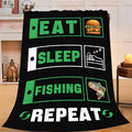Fishing Blanket for Girls Women Boys Men Adults Kids Soft Cozy Fleece Eat Sleep Fish Hamburger Throw Blankets Fisherman Gifts Warm Flannel Plush Lightweight Decor for Couch Bed Sofa 50"X40"