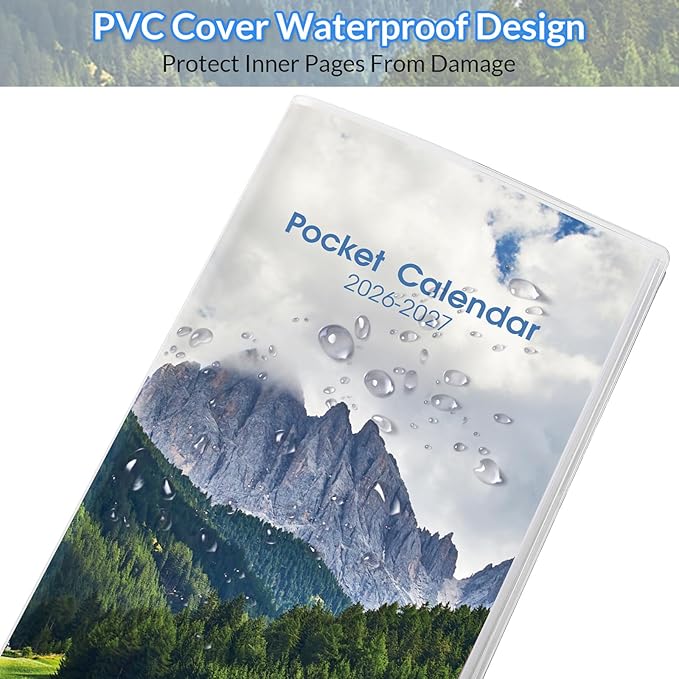 Pocket Calendar 2026-2027, Monthly Planner 2026-2027 - 3.7" x 6.7" - Runs from January 2026 Until December 2027, 2026 Pocket Calendar with PVC Cover for Organizing & Planning