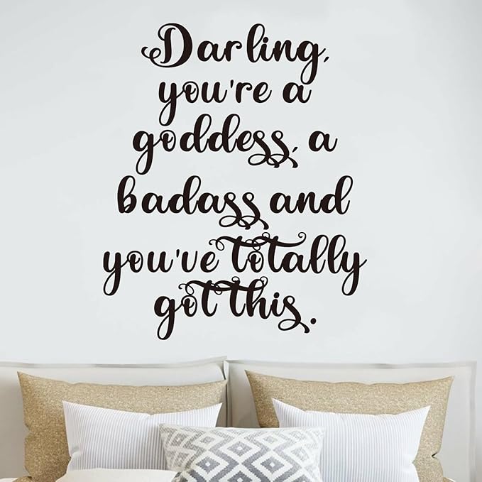 Motivational Quotes Wall Decals for Women: Inspirational Bedroom Bathroom Living Room Kitchen Office Gym Vinyl Art Wall Stickers - Darling You're a Goddess 20" X 24"