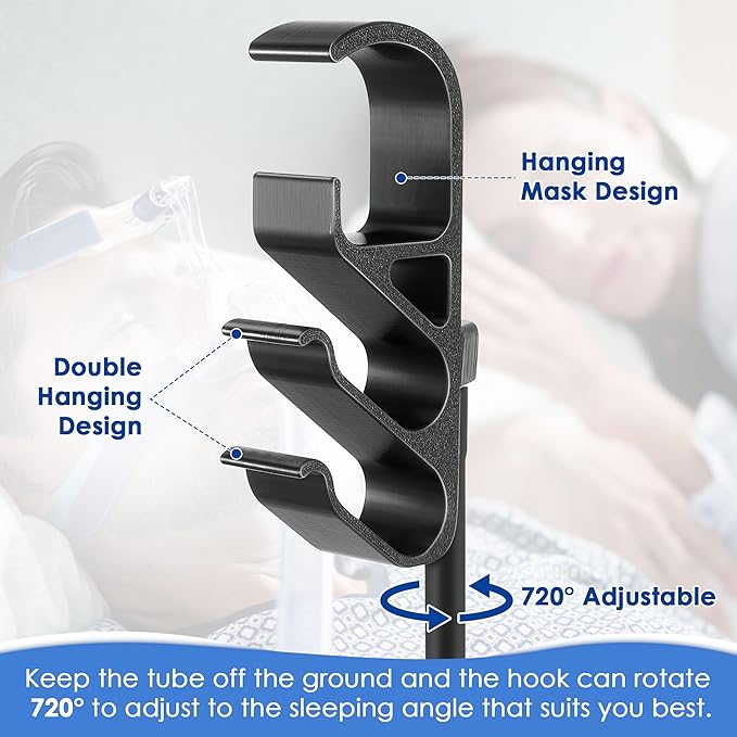 Geiserailie CPAP Hose Holder, Mask and Hose Bedside Organizer, Flexible and Bendable Bracket Prevents Tube Entanglement and Hanging Mask, Keep CPAP Supplies Neat and Tidy