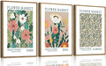 Wodkwq 3 Piece Green Flower Marker Canvas Wall Art Framed,Matisse Flowers Wall decor,Abstrsct Floral Poster,Vintage Minimalist Flowers Painting For Living Room,Bedroom,Office 16x24in