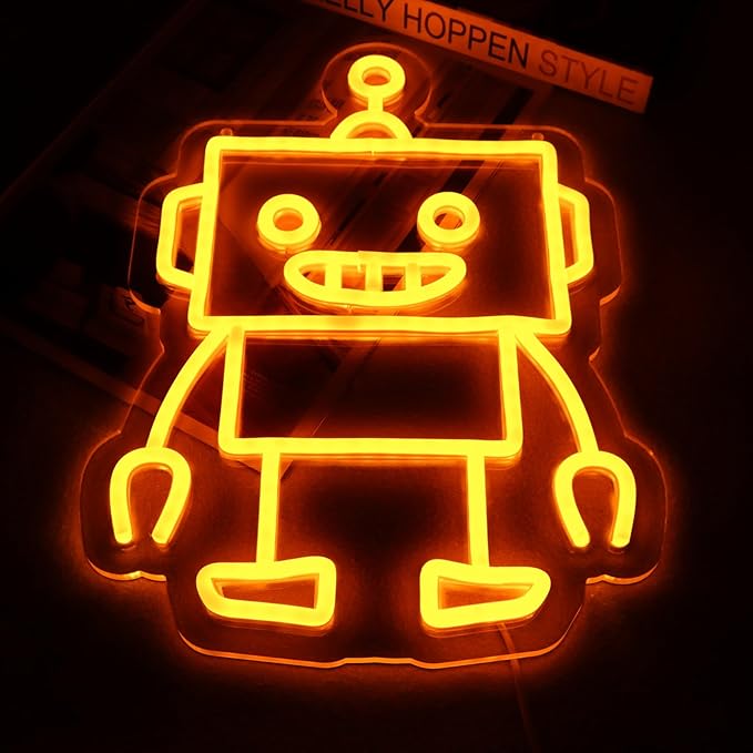 Robot Neon Signs Robot LED Neon Light Decor for Game Room, Baby Living Room,Kids Room,Party,Birthday,Christmas Signs for Boys,Kids Gift13.8 * 10.1 Inch