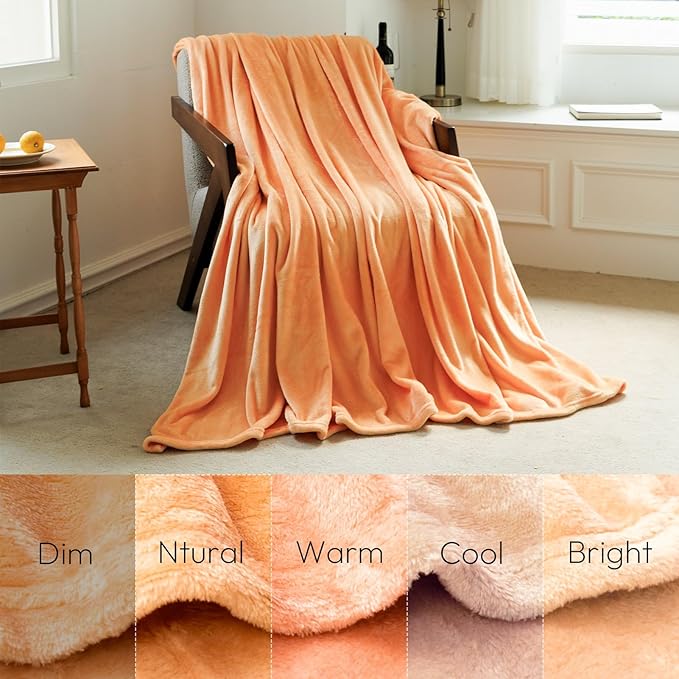NANPIPER Fleece Blanket - Lightweight Warm Throw for Adults All-Season Peach Pink 50"x60"