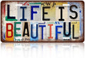 Vintage License plate Wall Decor Metal Sign Tin Signs for Bar Home Bedroom Garage - Life Is Beautiful