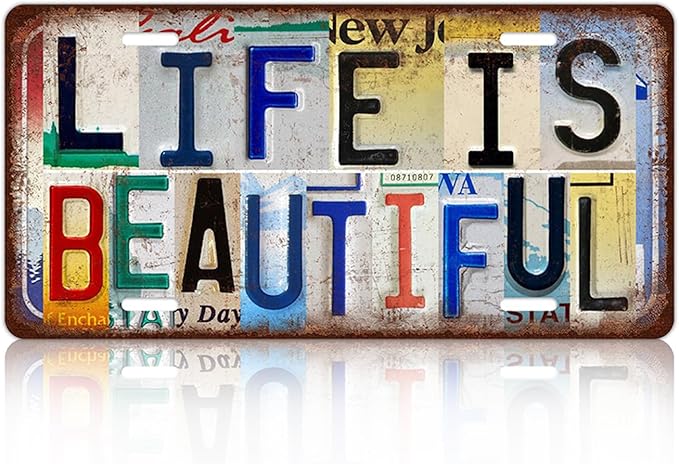 Vintage License plate Wall Decor Metal Sign Tin Signs for Bar Home Bedroom Garage - Life Is Beautiful