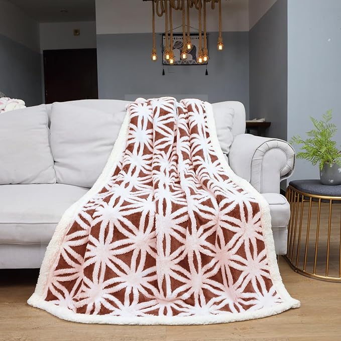 LOMAO Sherpa Fleece Blanket Easter Gifts for Mom Cozy Soft Throw Blanket for Women Men Dual Sided Couch Sofa Bed Blanket (Brown, 51"x63")